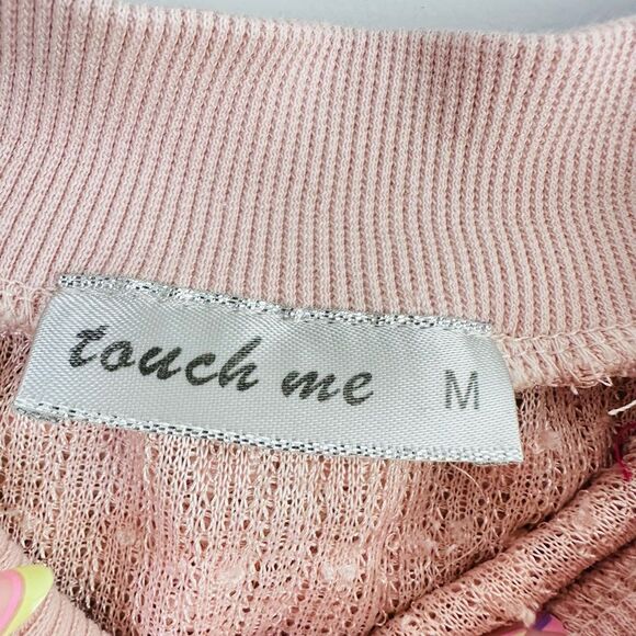 Touch Me Pink Cropped Boat Neck Long Sleeve Eyelash Knit Sweater Medium - Picture 2 of 5